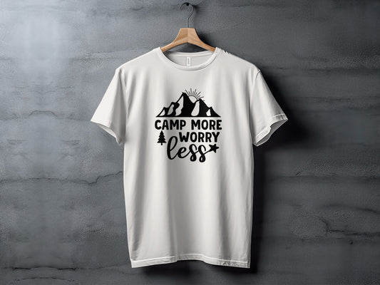 Camp More Worry Less Adventure Outdoors Lifestyle T-Shirt T-Shirt - Outdoor & Adventure Collection - Mile Marker 16 Gear by Cloud 16 Clothing Co.