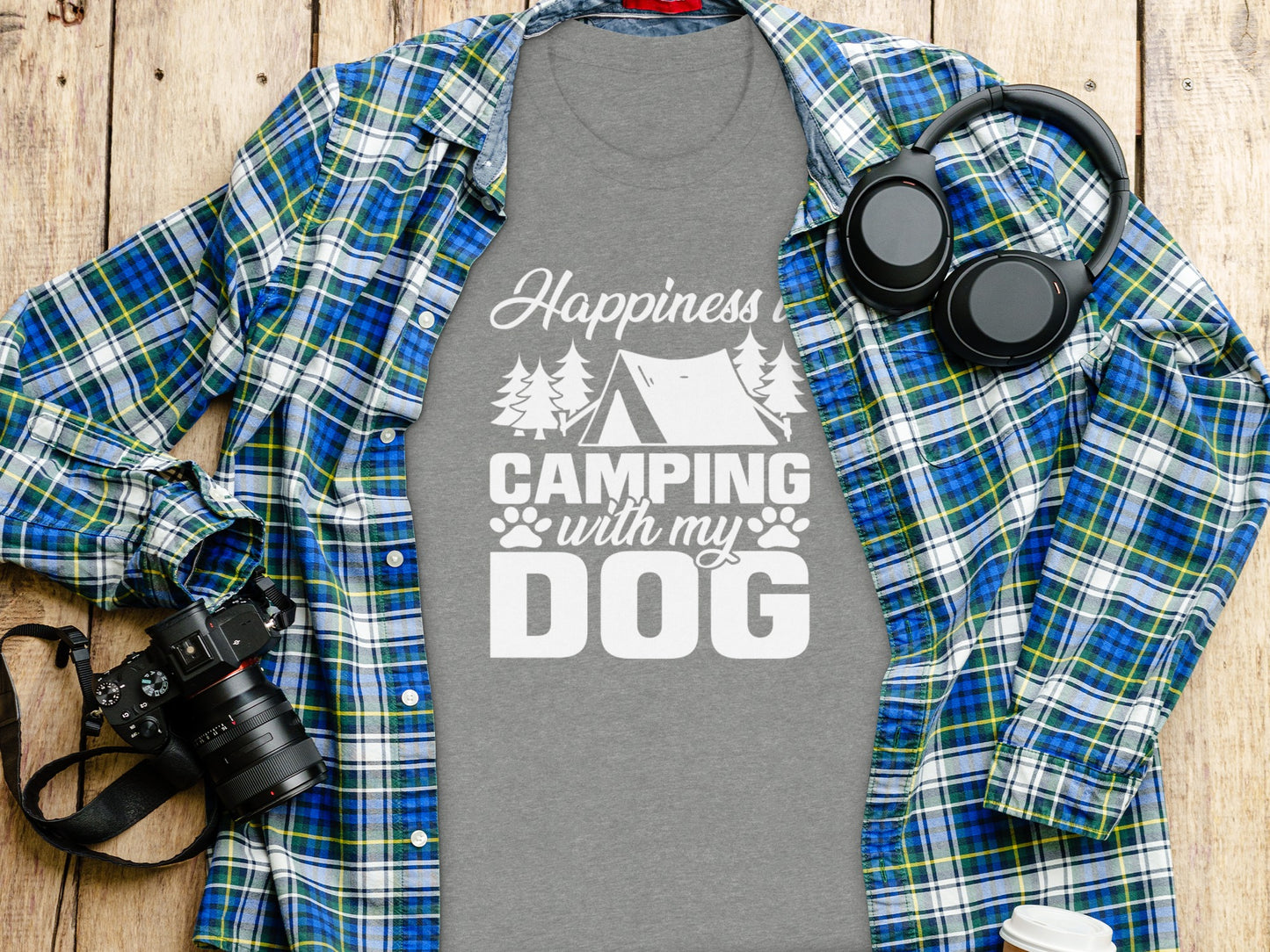 Happiness is Camping with My Dog Awesome Graphic T-Shirt T-Shirt - Outdoor & Adventure Collection - Mile Marker 16 Gear by Cloud 16 Clothing Co.