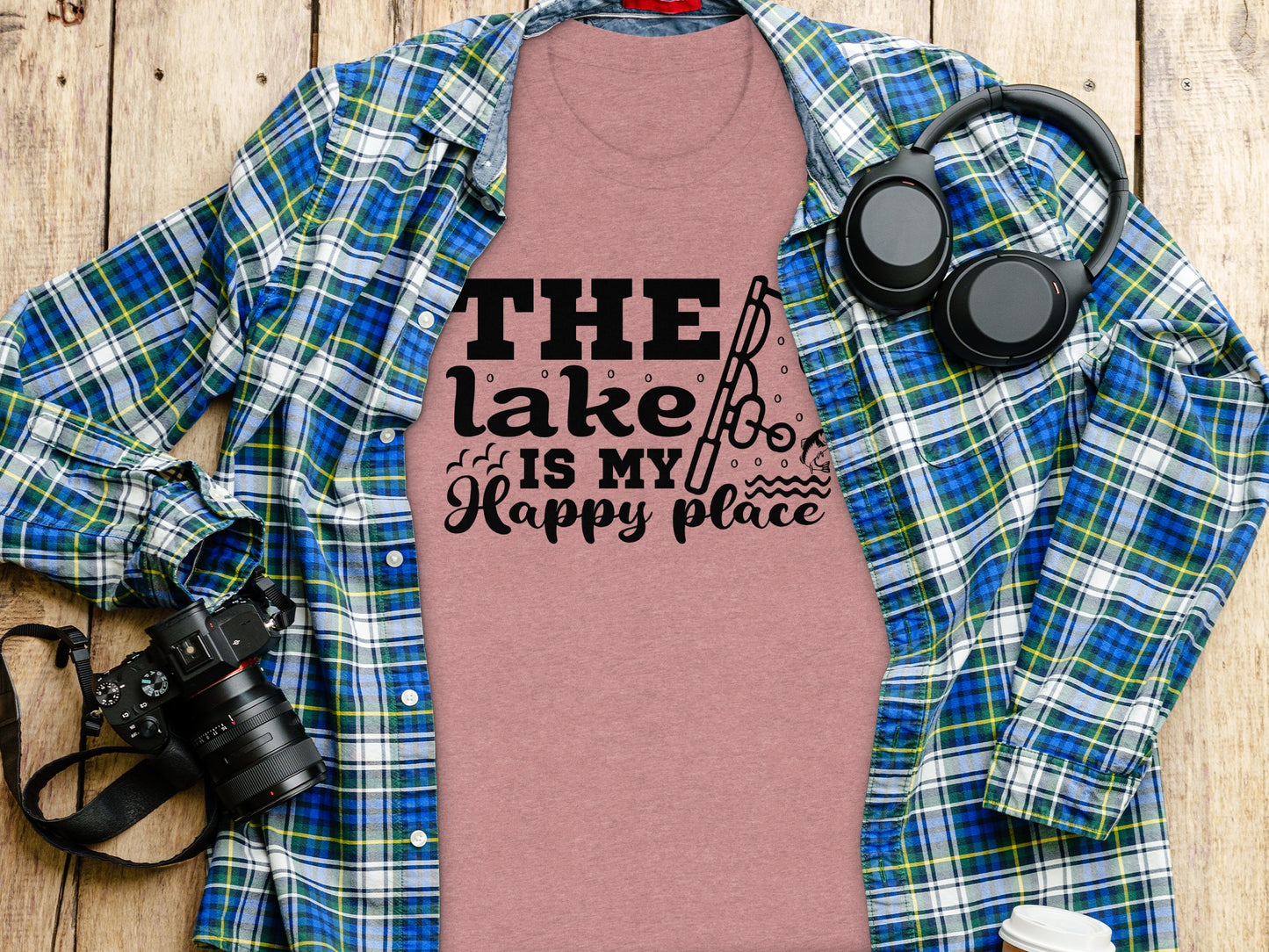 The Lake Is My Happy Place Fishing Illustration T-Shirt T-Shirt - Outdoor & Adventure Collection - Mile Marker 16 Gear by Cloud 16 Clothing Co.