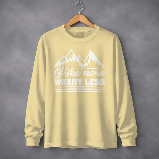Hike More Worry Less Mountain Graphic Long Sleeve Shirt