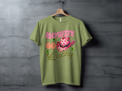 Howdy Go Lucky Shamrock Floral Hat Graphic T-shirt