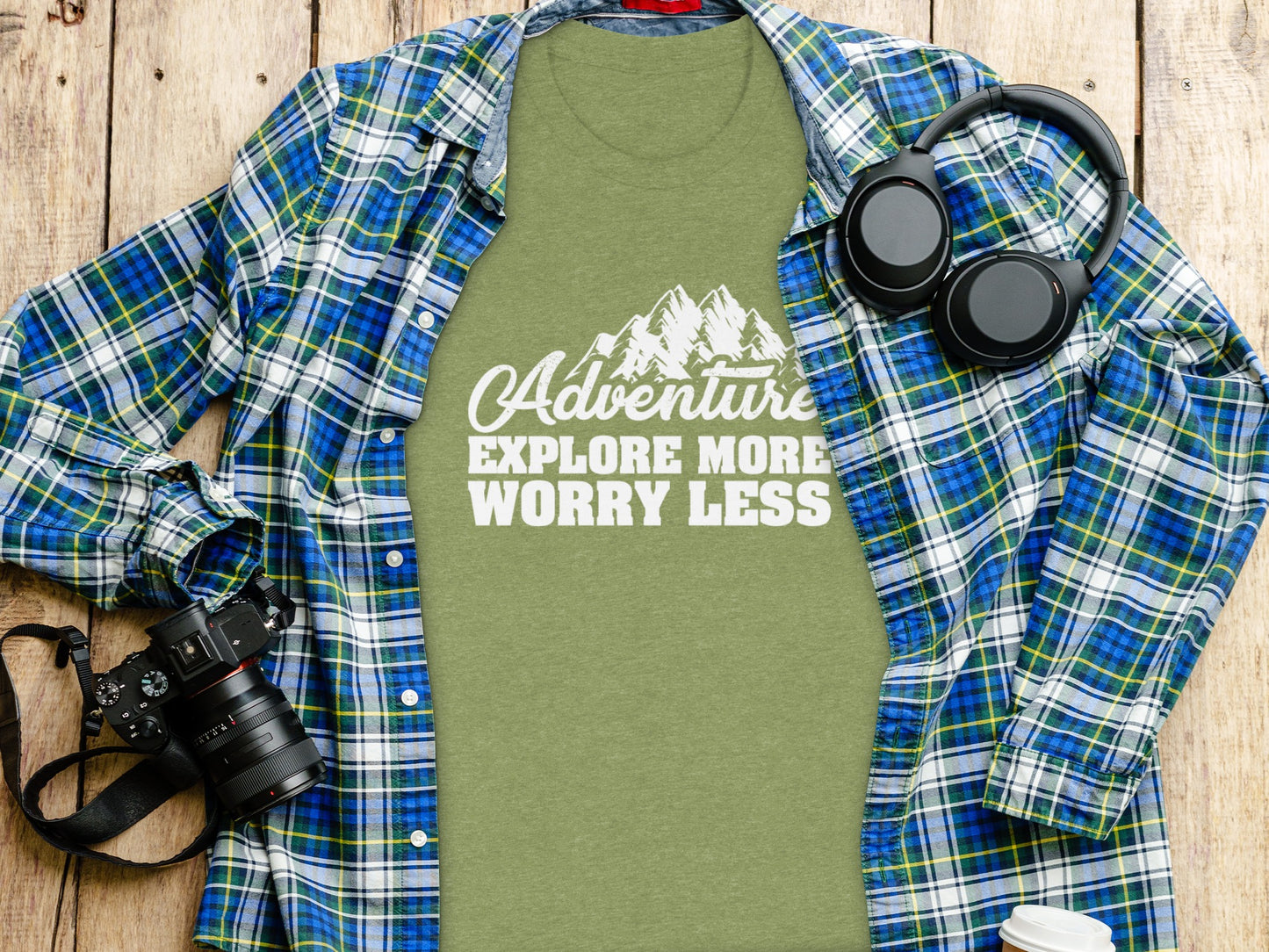 Adventure Explore More Worry Less Mountain Graphic T-Shirt T-Shirt - Outdoor & Adventure Collection - Mile Marker 16 Gear by Cloud 16 Clothing Co.
