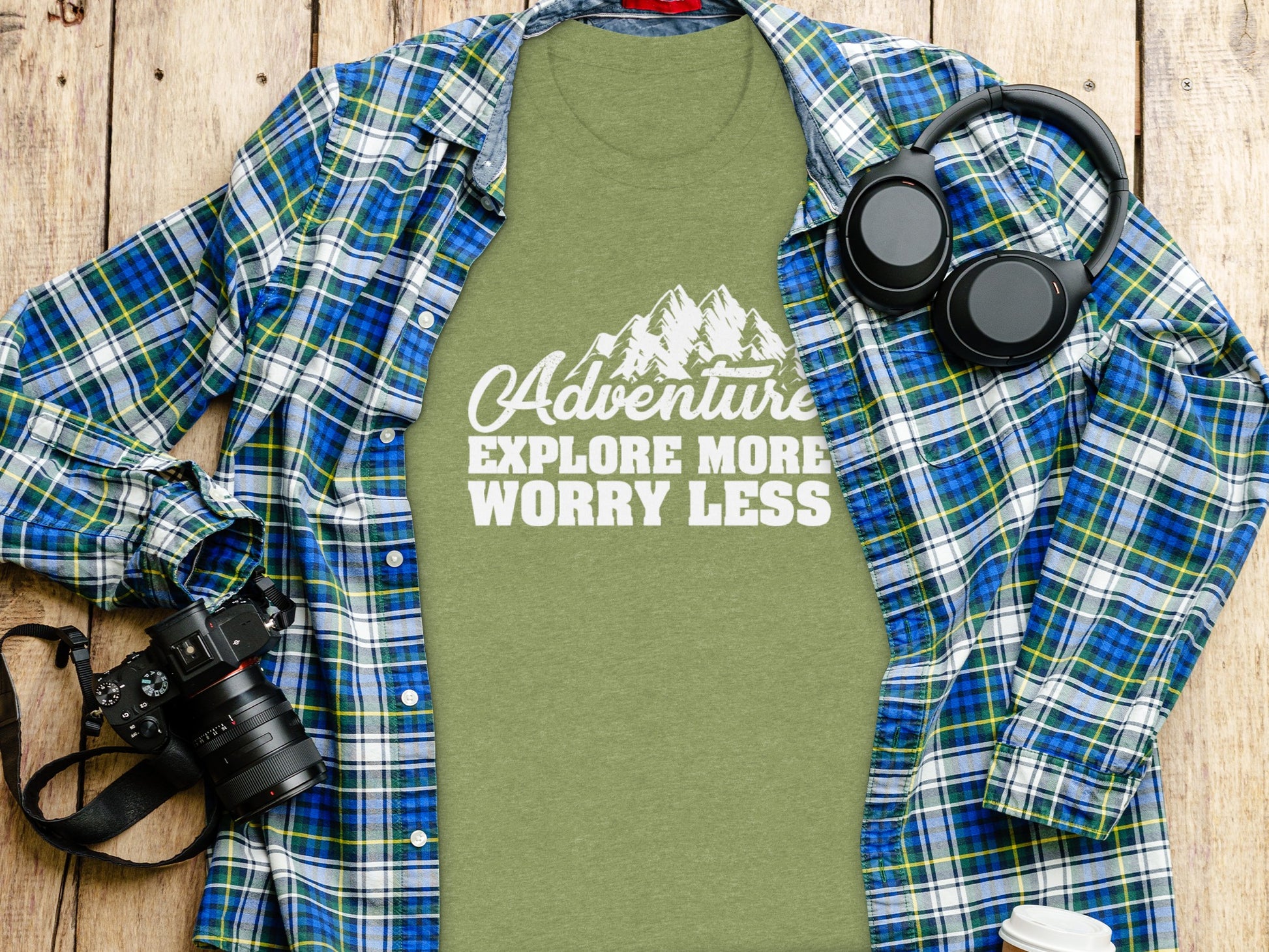 Adventure Explore More Worry Less Mountain Graphic T-Shirt T-Shirt - Outdoor & Adventure Collection - Mile Marker 16 Gear by Cloud 16 Clothing Co.