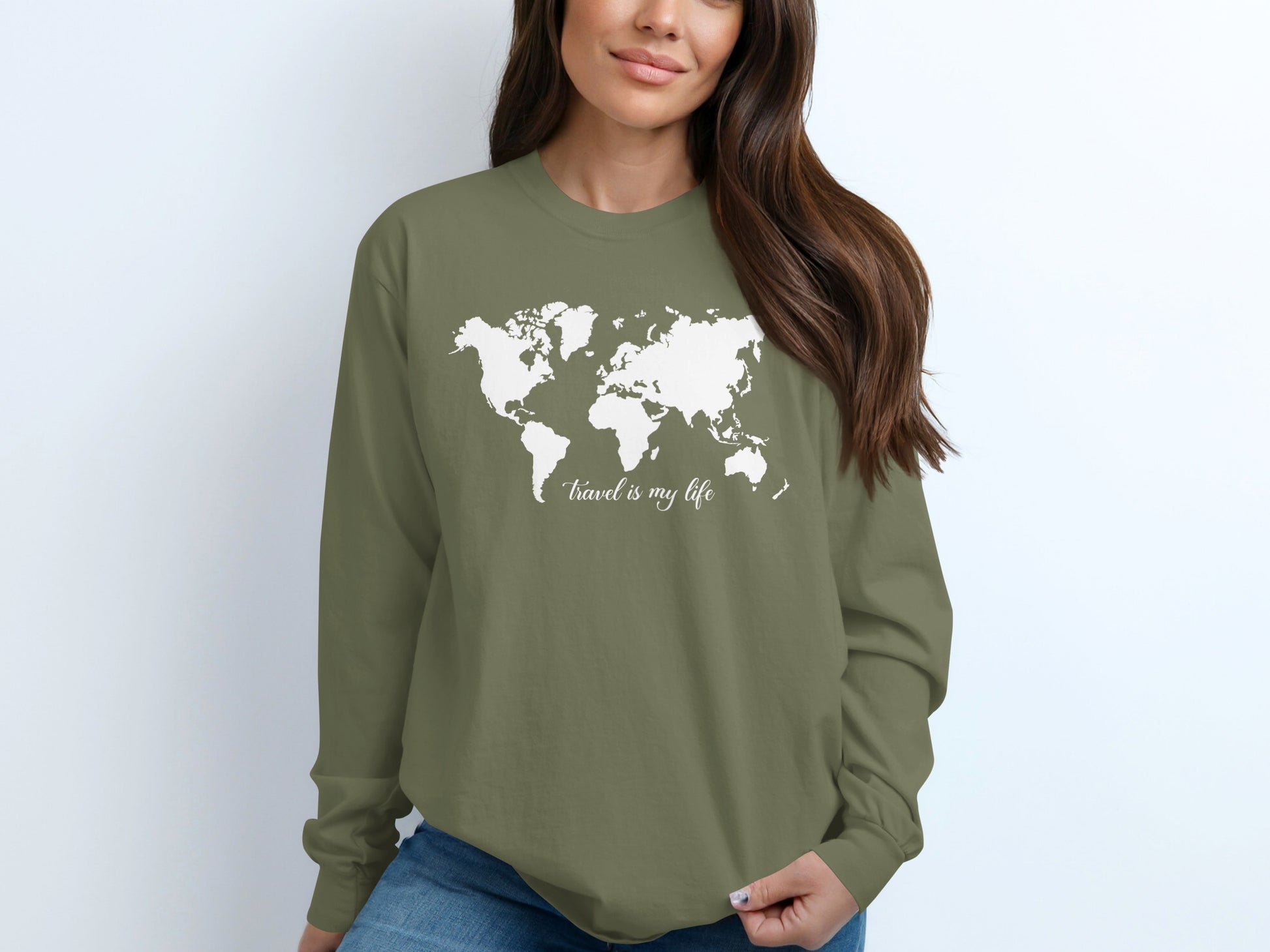 Travel is My Life World Map Design Sweatshirt