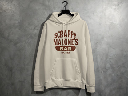 Scrappy Malone's Bar Est 2025 Vintage Style Hoodie - Retro Tavern Design Hoodie - Scrappy Malone's Bar 100-Proof Humor - Cloud 16 Clothing Co.