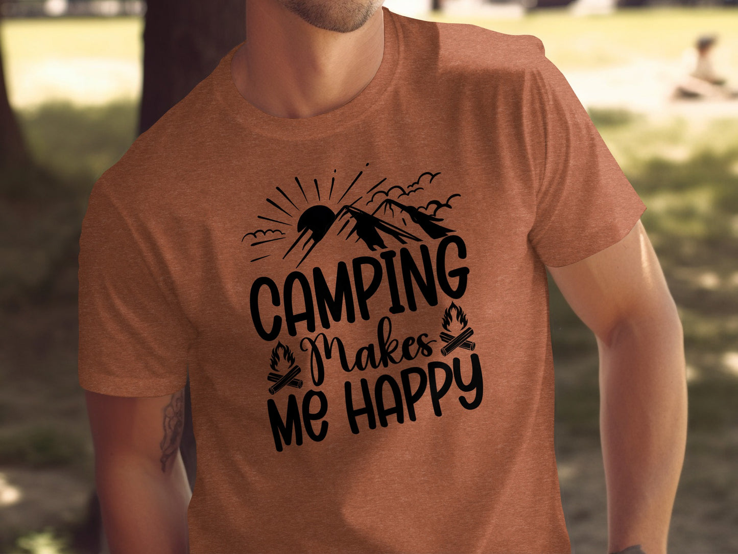 Camping Makes Me Happy Outdoor Adventure Graphic T-Shirt T-Shirt - Outdoor & Adventure Collection - Mile Marker 16 Gear by Cloud 16 Clothing Co.