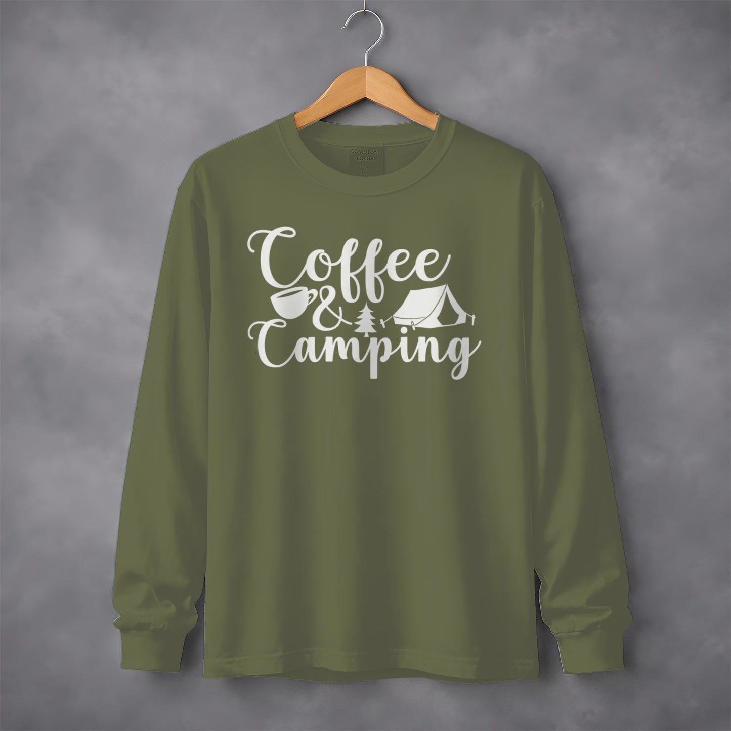 Coffee and Camping Adventure Design Long Sleeve T-Shirt Long Sleeve Tee - Outdoor & Adventure Collection - Mile Marker 16 Gear by Cloud 16 Clothing Co.