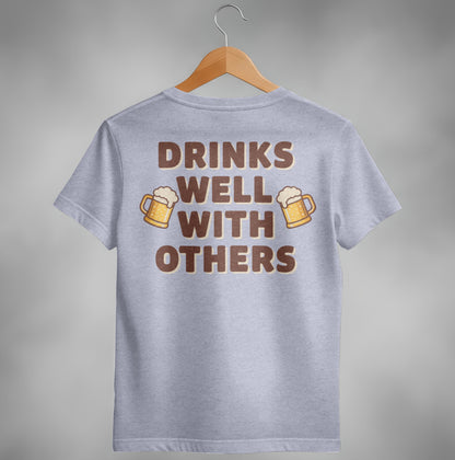 Drinks Well With Others Funny Party Social Graphic T-Shirt T-shirt - Scrappy Malone's Bar 100-Proof Humor - Cloud 16 Clothing Co.