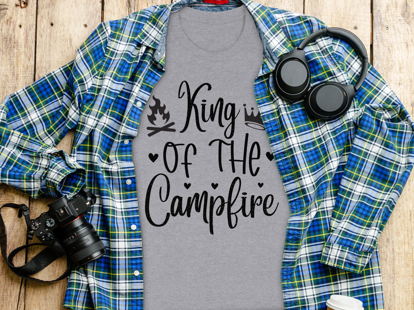 King Of The Campfire With Campfire and Crown T-Shirt T-Shirt - Outdoor & Adventure Collection - Mile Marker 16 Gear by Cloud 16 Clothing Co.