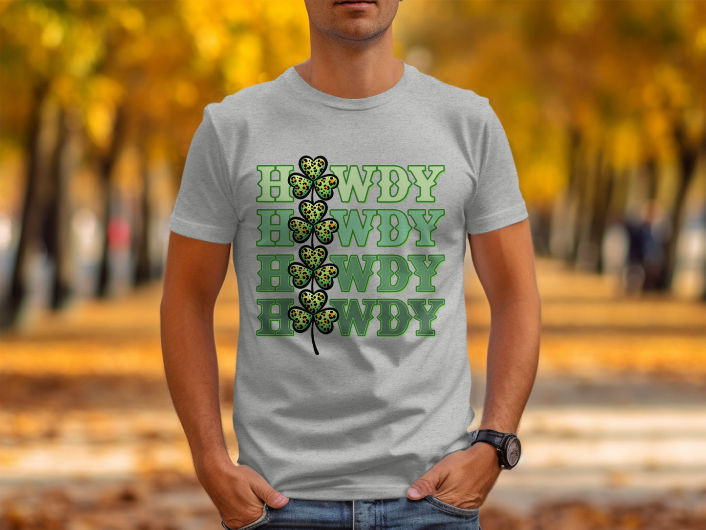 Howdy Design Four-Leaves Clover Graphic T-Shirt