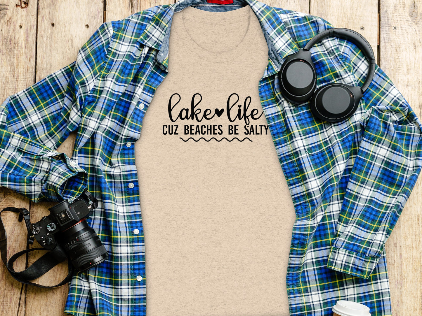 Lake Life Cuz Beaches Be Salty Slogan T-Shirt T-Shirt - Outdoor & Adventure Collection - Mile Marker 16 Gear by Cloud 16 Clothing Co.