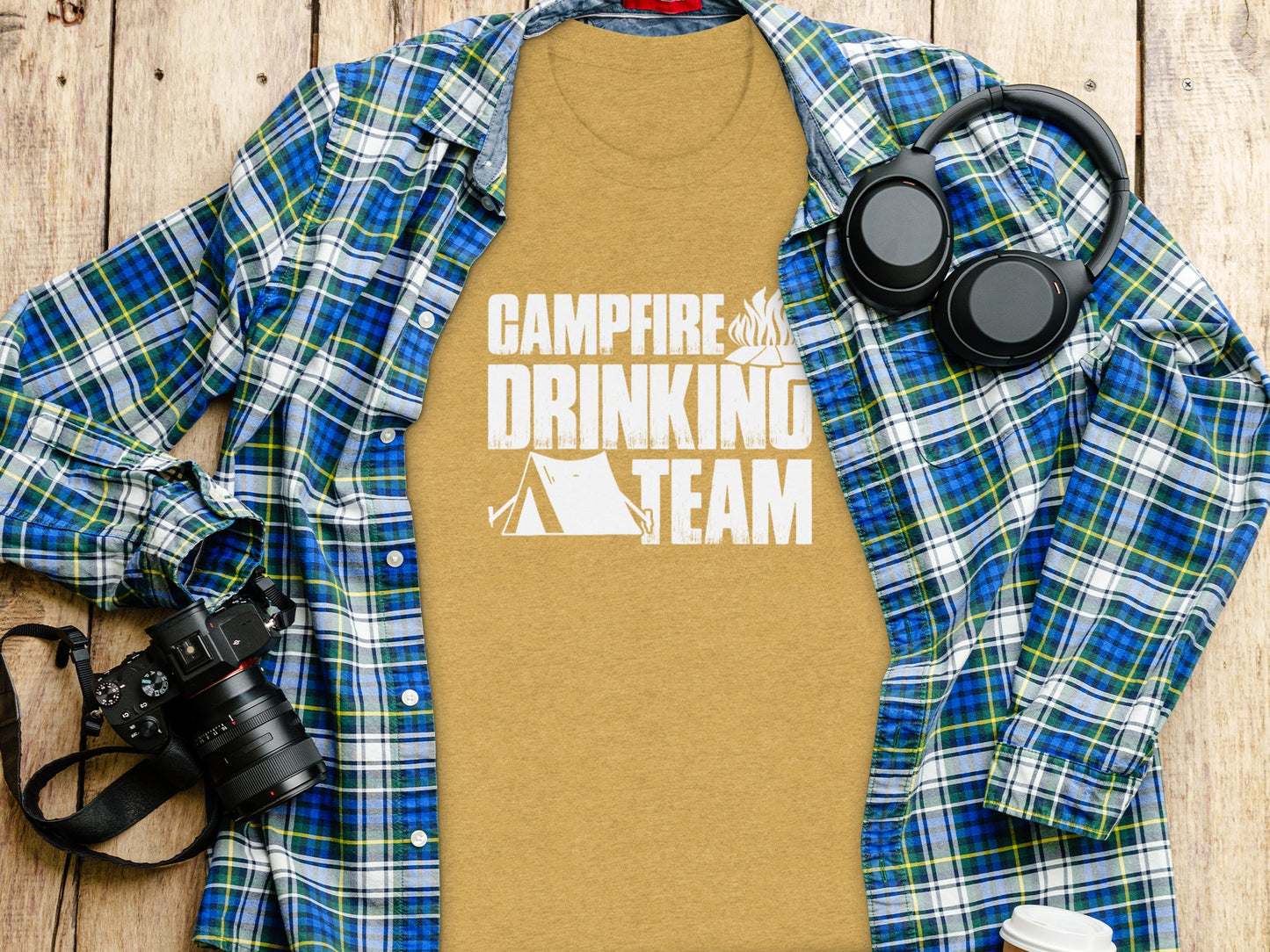 Campfire Drinking Team Tent Design Camping Adventure T-Shirt T-Shirt - Outdoor & Adventure Collection - Mile Marker 16 Gear by Cloud 16 Clothing Co.