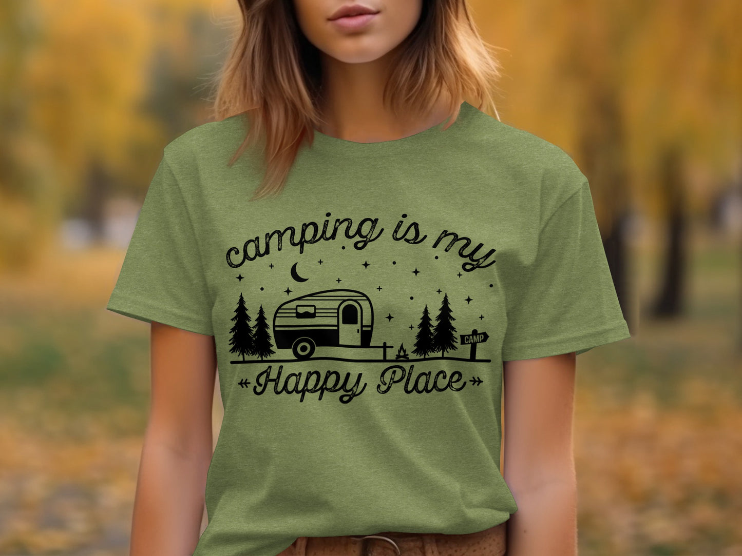 Camping Is My Happy Place Adventure Graphic T-Shirt T-Shirt - Outdoor & Adventure Collection - Mile Marker 16 Gear by Cloud 16 Clothing Co.