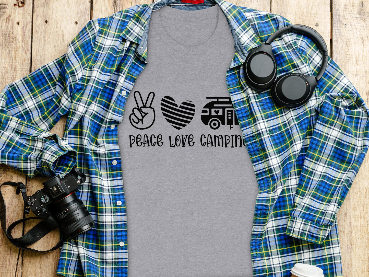 Peace Love Camping Symbol Design Graphic Novelty T-Shirt T-Shirt - Outdoor & Adventure Collection - Mile Marker 16 Gear by Cloud 16 Clothing Co.