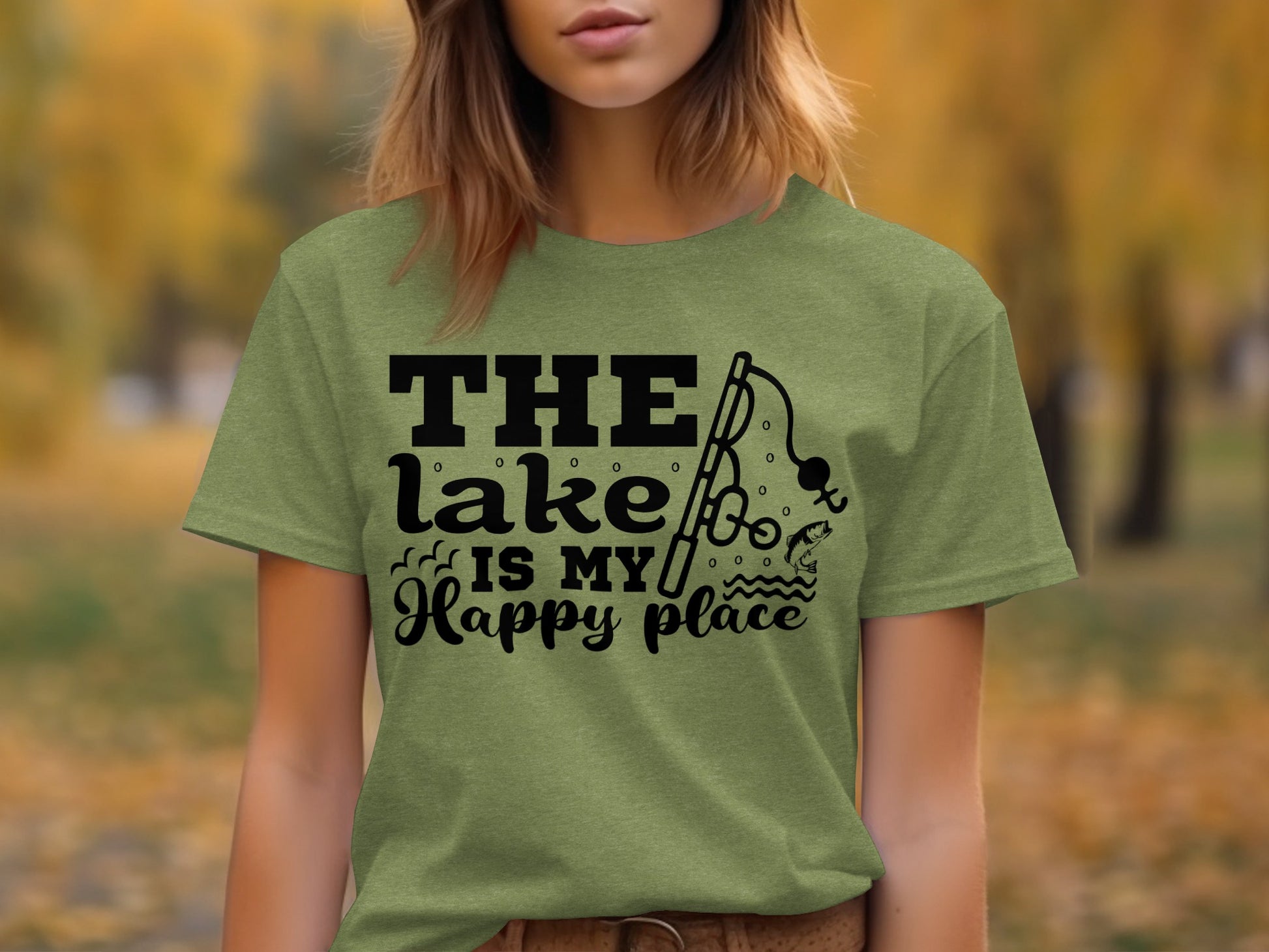 The Lake Is My Happy Place Fishing Illustration T-Shirt T-Shirt - Outdoor & Adventure Collection - Mile Marker 16 Gear by Cloud 16 Clothing Co.