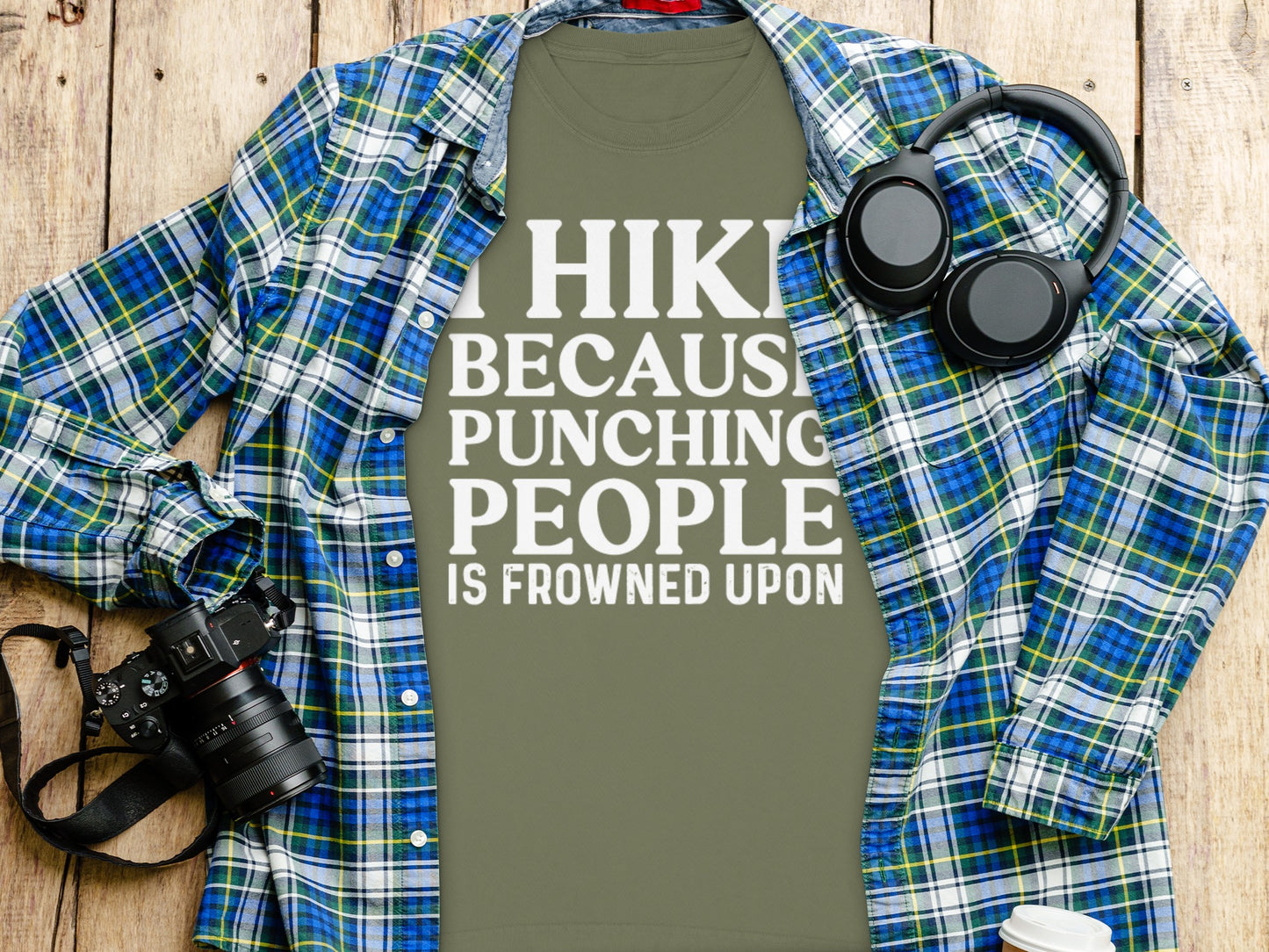 I Hike Because Punching People Is Frowned Upon Long Sleeve T-Shirt Long Sleeve Tee - Outdoor & Adventure Collection - Mile Marker 16 Gear by Cloud 16 Clothing Co.