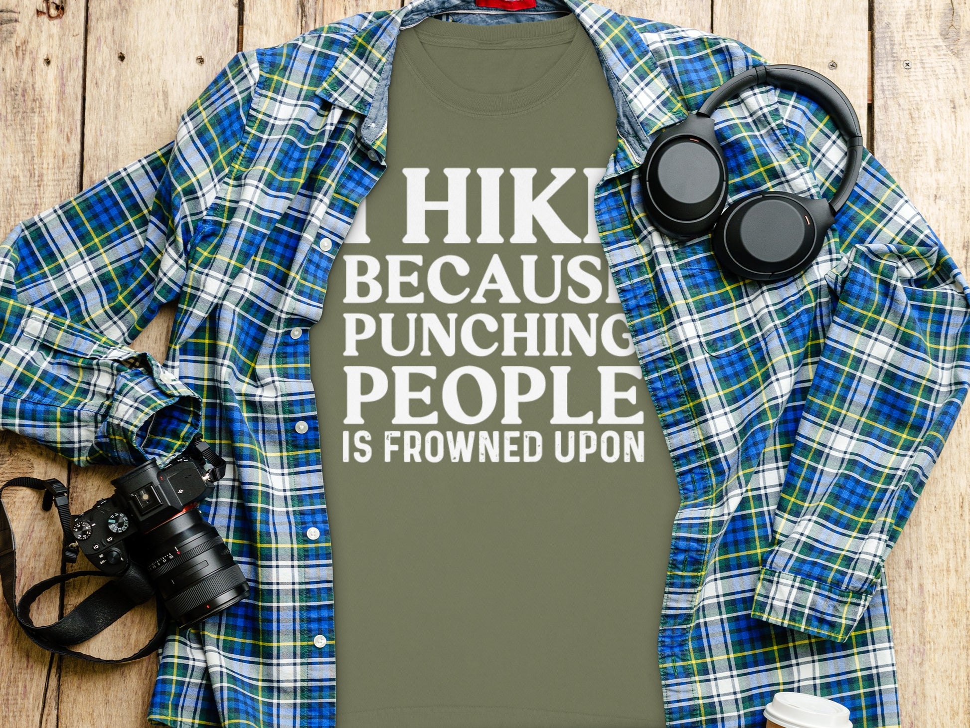 I Hike Because Punching People Is Frowned Upon Long Sleeve T-Shirt Long Sleeve Tee - Outdoor & Adventure Collection - Mile Marker 16 Gear by Cloud 16 Clothing Co.