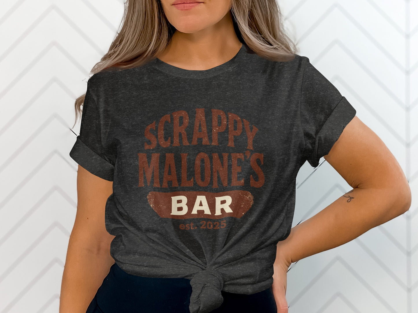 Scrappy Malone's Bar Est 2025 Vintage Logo T-Shirt | Retro Pub Graphic Tee T-shirt - Scrappy Malone's Bar 100-Proof Humor - Cloud 16 Clothing Co.