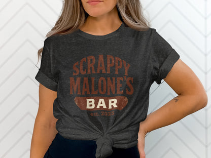 Scrappy Malone's Bar Est 2025 Vintage Logo T-Shirt | Retro Pub Graphic Tee T-shirt - Scrappy Malone's Bar 100-Proof Humor - Cloud 16 Clothing Co.