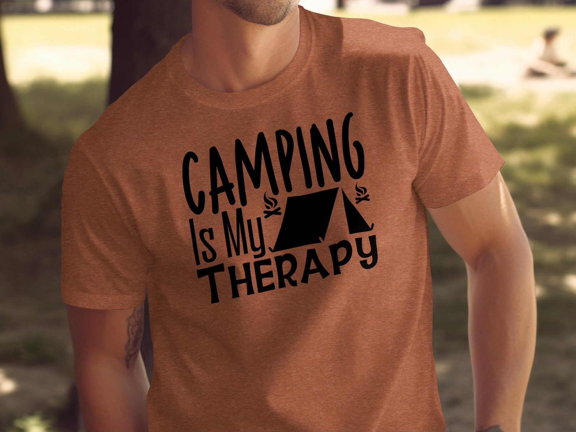 Camping Is My Therapy Tent Campfire Graphic T-Shirt T-Shirt - Outdoor & Adventure Collection - Mile Marker 16 Gear by Cloud 16 Clothing Co.