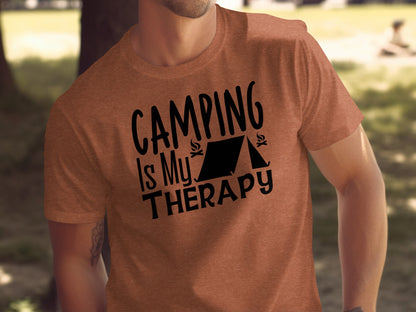 Camping Is My Therapy Tent Campfire Graphic T-Shirt T-Shirt - Outdoor & Adventure Collection - Mile Marker 16 Gear by Cloud 16 Clothing Co.