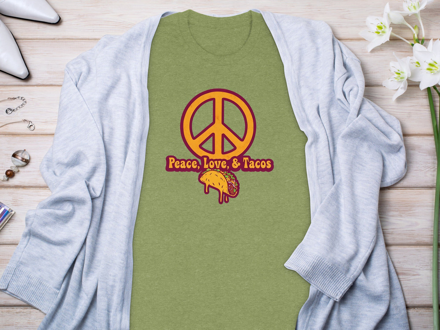 Peace Love and Tacos Graphic Tee Shirt