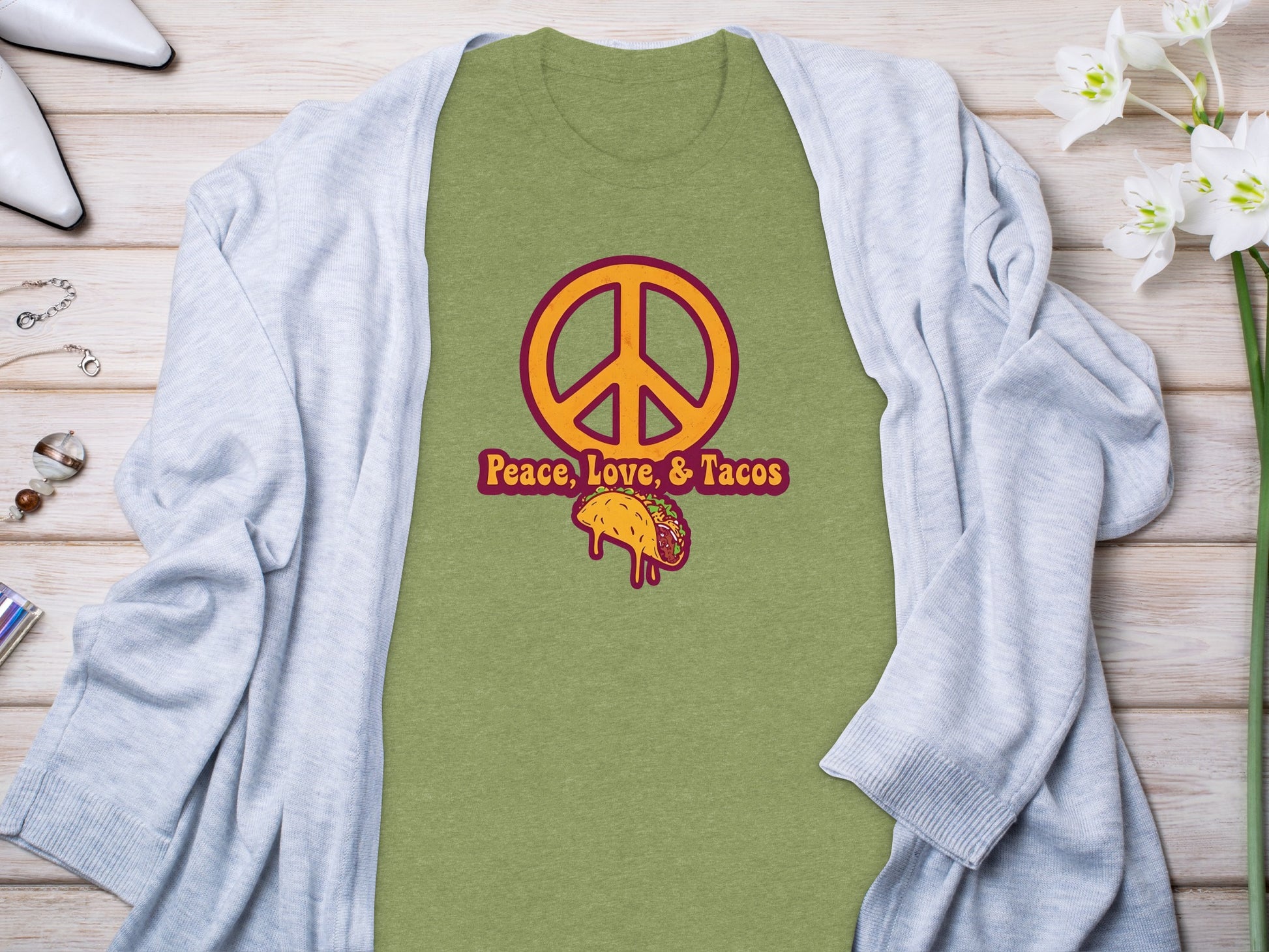 Peace Love and Tacos Graphic Tee Shirt