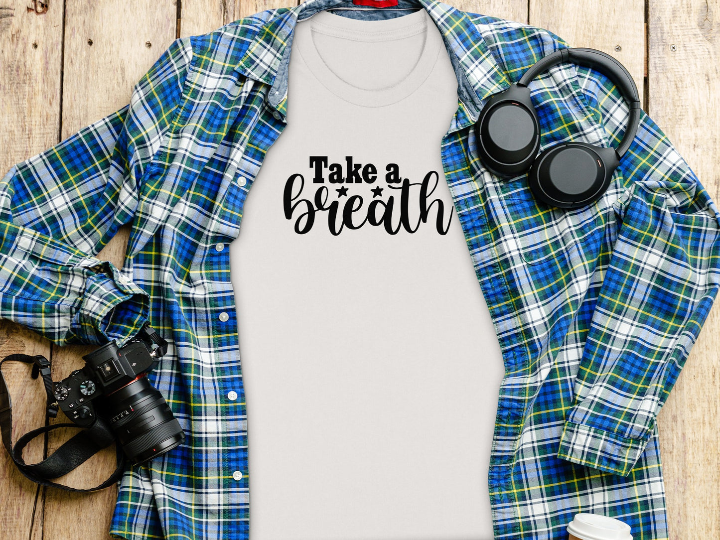 Take a Breath Graphic Two Stars Design Inspiration T-Shirt T-Shirt - Outdoor & Adventure Collection - Mile Marker 16 Gear by Cloud 16 Clothing Co.