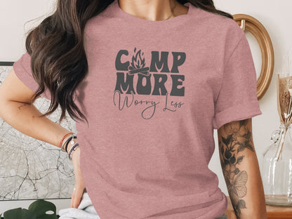 Camp More Worry Less Graphic Camping Adventure T-Shirt T-Shirt - Outdoor & Adventure Collection - Mile Marker 16 Gear by Cloud 16 Clothing Co.