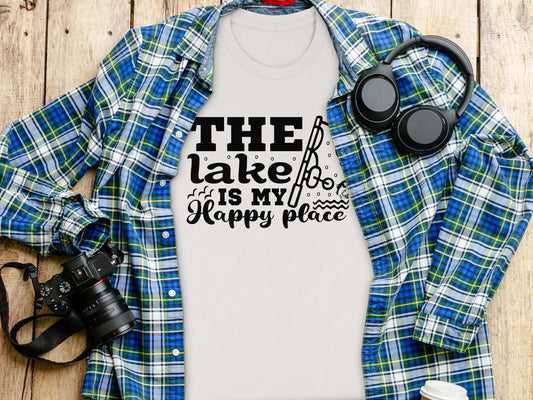 The Lake Is My Happy Place Fishing Illustration T-Shirt T-Shirt - Outdoor & Adventure Collection - Mile Marker 16 Gear by Cloud 16 Clothing Co.