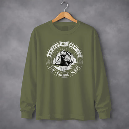 Camping Crew Fire Friends Drinks Long Sleeve Shirt