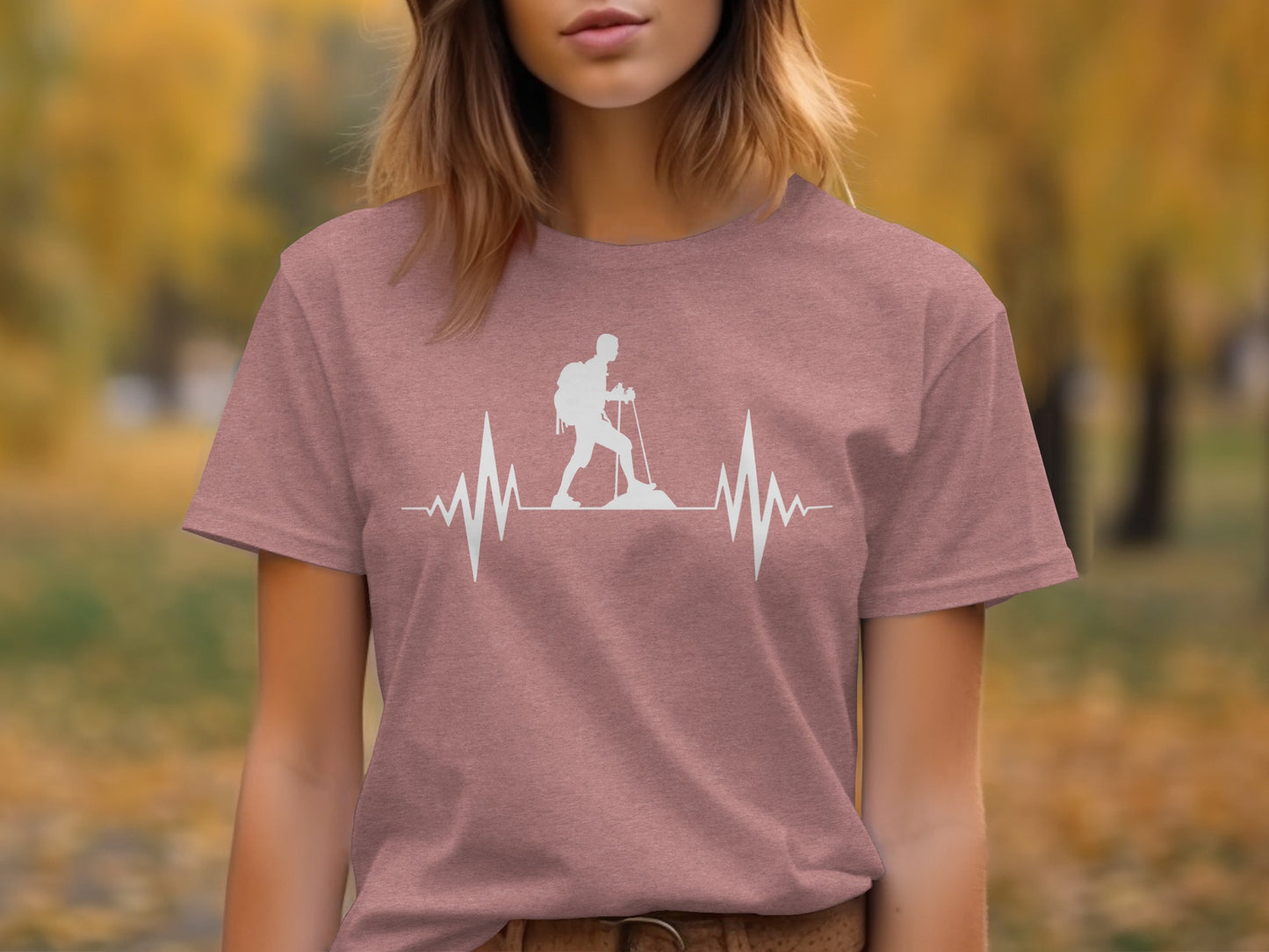 Hiking Heartbeat Outdoors Graphic Design Print T-Shirt T-Shirt - Outdoor & Adventure Collection - Mile Marker 16 Gear by Cloud 16 Clothing Co.