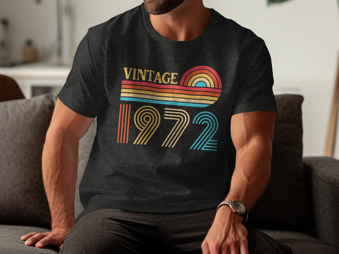 Vintage 1972 Rainbow Graphic Retro Style T-shirt