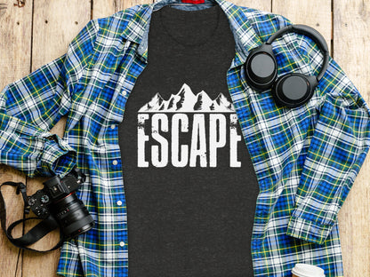 Escape Into The Mountains Outdoor Adventure Design T-Shirt T-Shirt - Outdoor & Adventure Collection - Mile Marker 16 Gear by Cloud 16 Clothing Co.