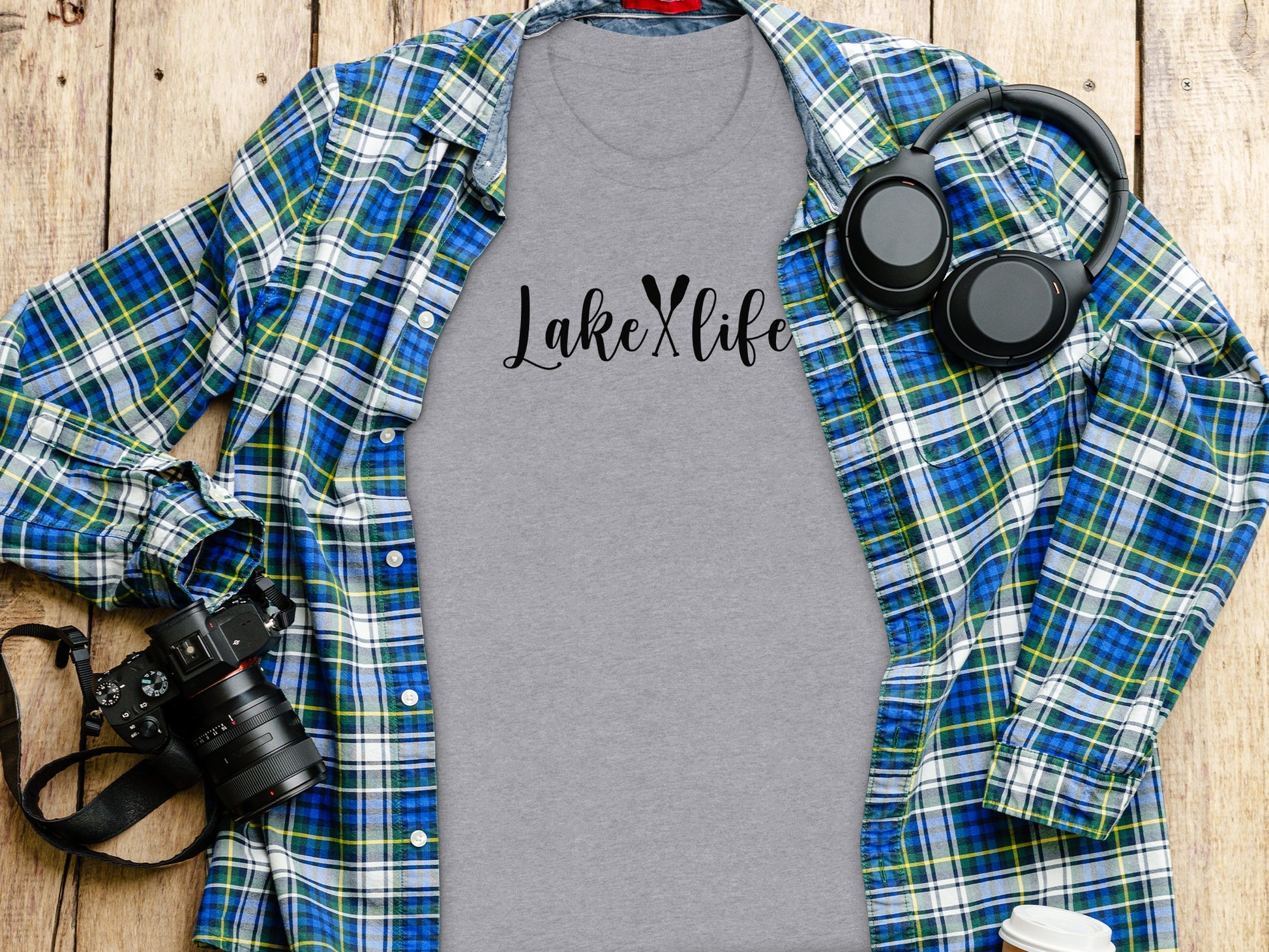 Lake With Crossed Paddles Graphic Design Lake Life T-Shirt T-Shirt - Outdoor & Adventure Collection - Mile Marker 16 Gear by Cloud 16 Clothing Co.