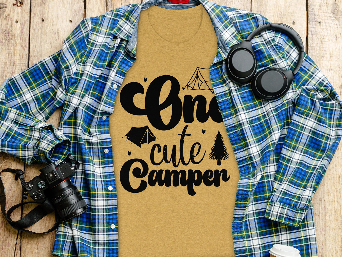 One Cute Camper Tent and Pine Tree Camping Design T-Shirt T-Shirt - Outdoor & Adventure Collection - Mile Marker 16 Gear by Cloud 16 Clothing Co.