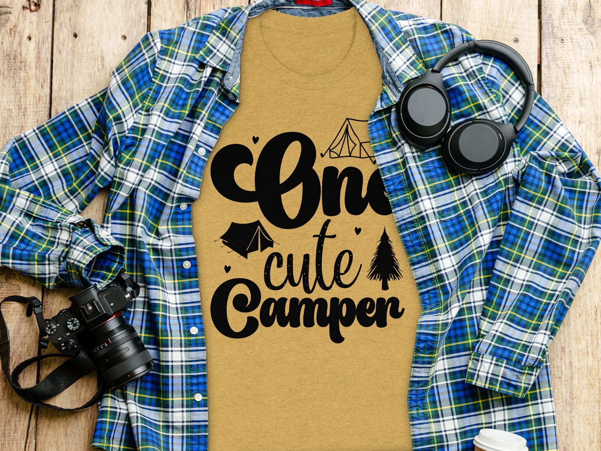 One Cute Camper Tent and Pine Tree Camping Design T-Shirt T-Shirt - Outdoor & Adventure Collection - Mile Marker 16 Gear by Cloud 16 Clothing Co.