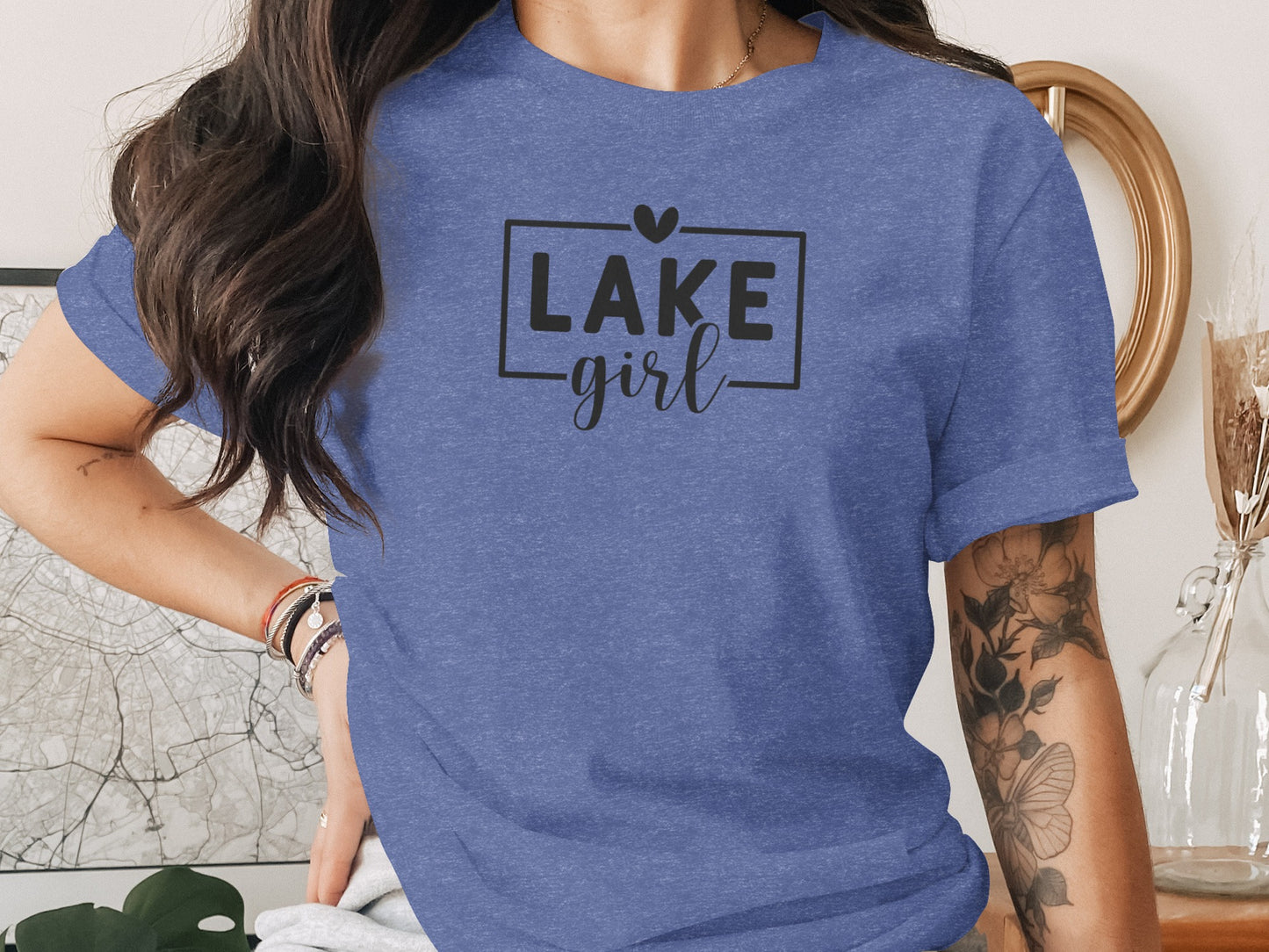Lake Girl Simple Vector Design Heart Above Graphic T-Shirt T-Shirt - Outdoor & Adventure Collection - Mile Marker 16 Gear by Cloud 16 Clothing Co.