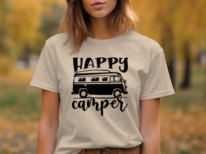 Happy Camper Volkswagen Van Road Trip Vacation T-Shirt T-Shirt - Outdoor & Adventure Collection - Mile Marker 16 Gear by Cloud 16 Clothing Co.
