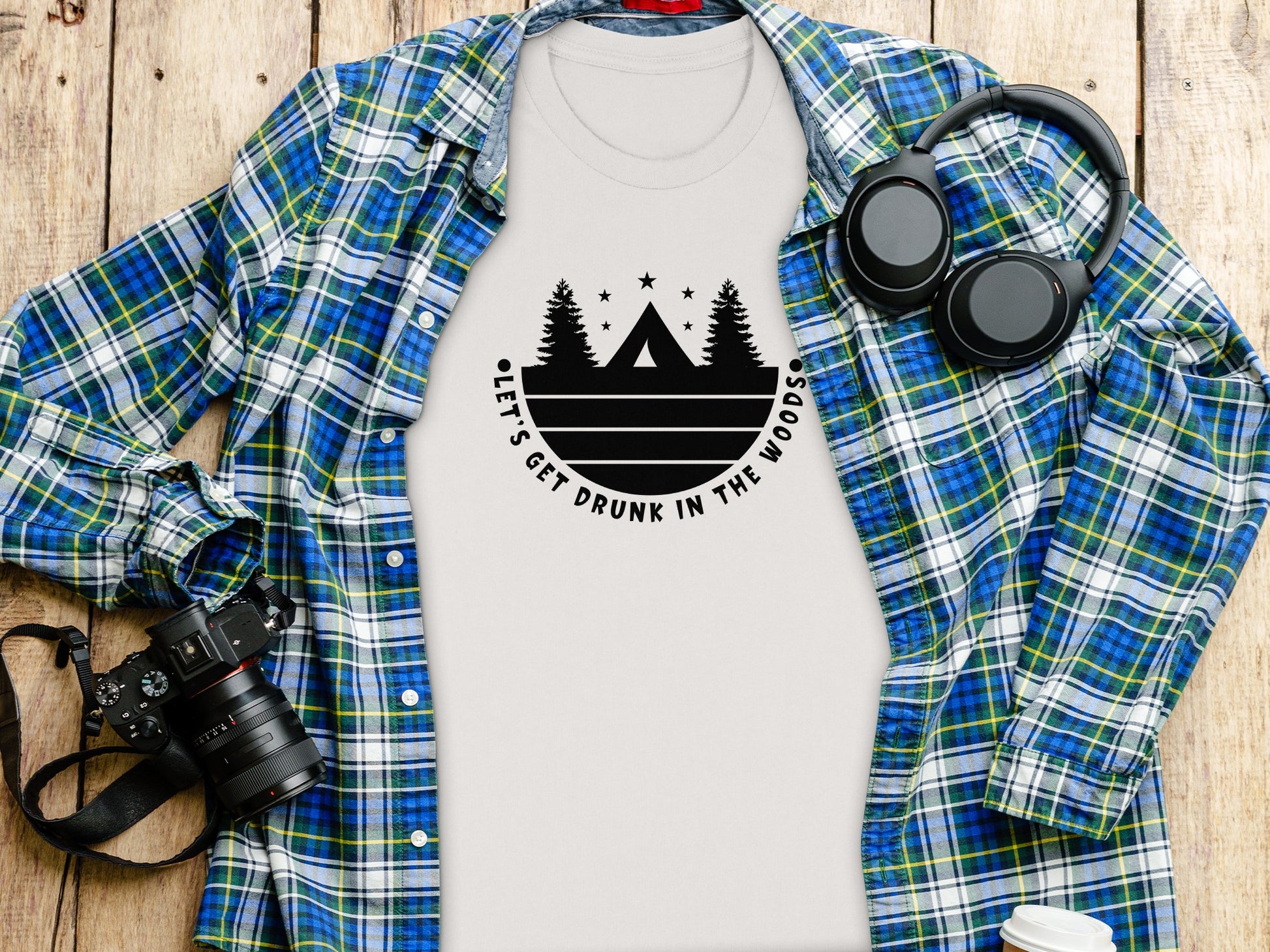 Let's Get Drunk In The Woods Camping Adventure T-Shirt T-Shirt - Outdoor & Adventure Collection - Mile Marker 16 Gear by Cloud 16 Clothing Co.