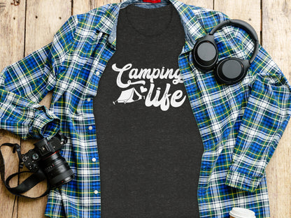 Camping Is Life With Tent And Heart Design T-Shirt T-Shirt - Outdoor & Adventure Collection - Mile Marker 16 Gear by Cloud 16 Clothing Co.
