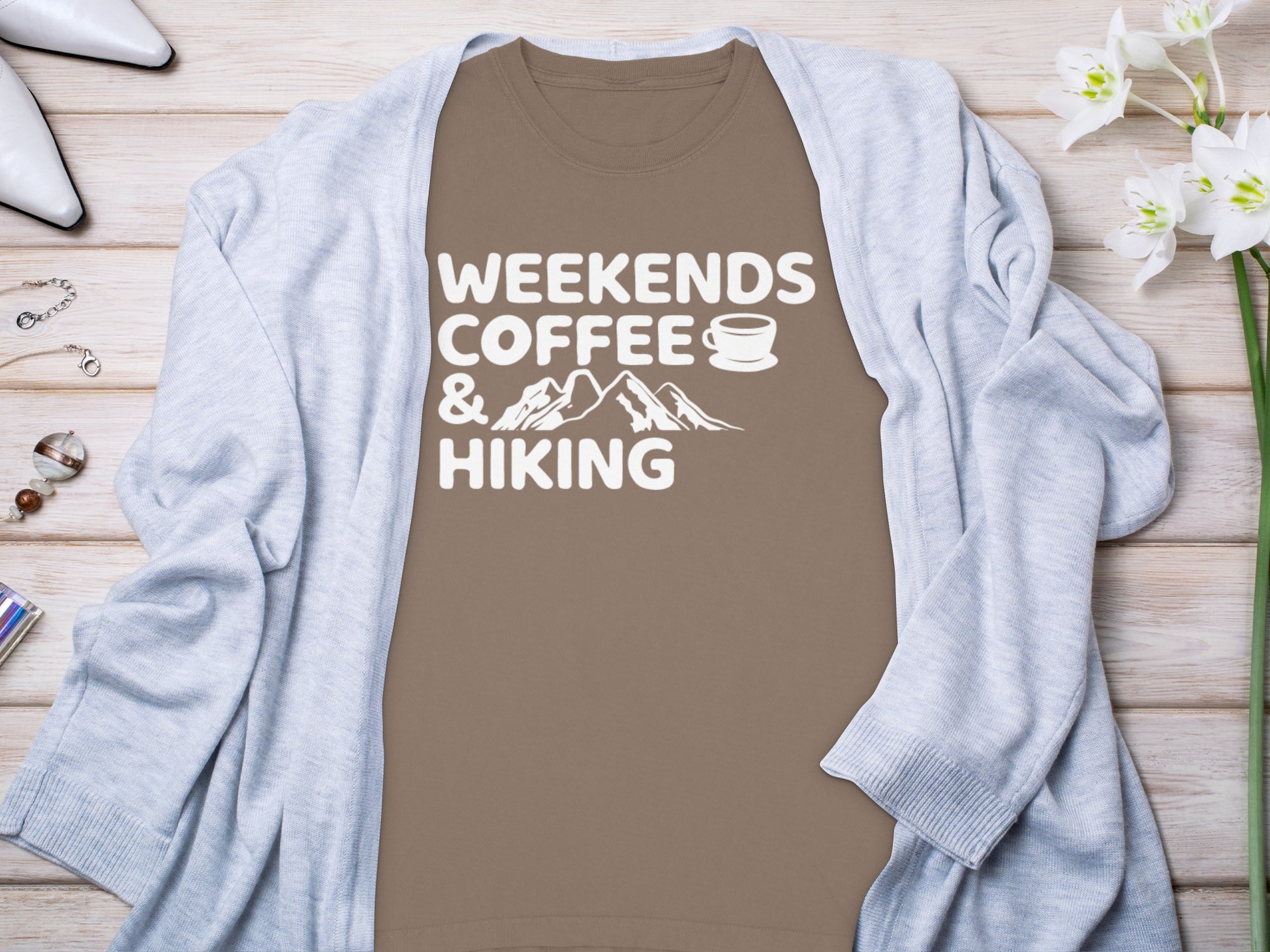 Weekends Coffee Browsing Hiking Mountains Quote Shirt