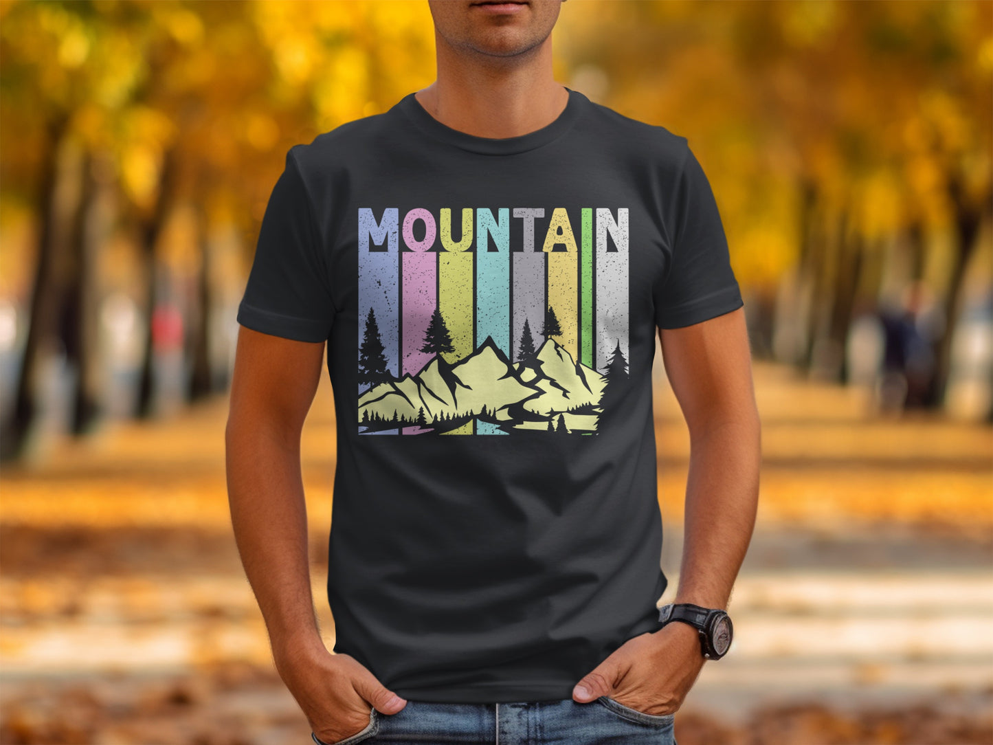 Retro Mountain Scene Graphic Tee for Outdoor Lovers