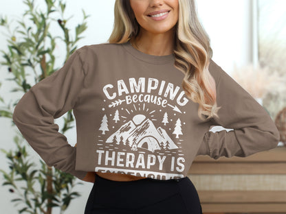 Camping Because Therapy is Expensive Outdoor Long Sleeve T-Shirt Long Sleeve Tee - Outdoor & Adventure Collection - Mile Marker 16 Gear by Cloud 16 Clothing Co.