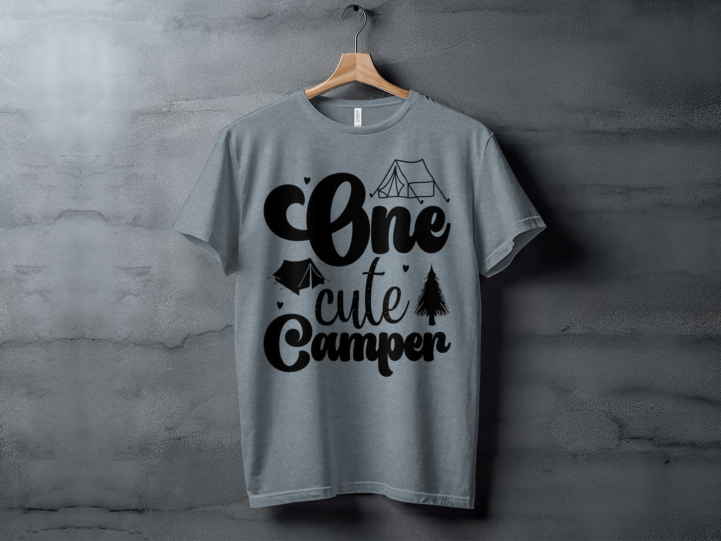 One Cute Camper Tent and Pine Tree Camping Design T-Shirt T-Shirt - Outdoor & Adventure Collection - Mile Marker 16 Gear by Cloud 16 Clothing Co.