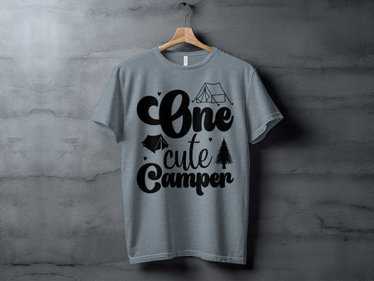 One Cute Camper Tent and Pine Tree Camping Design T-Shirt T-Shirt - Outdoor & Adventure Collection - Mile Marker 16 Gear by Cloud 16 Clothing Co.