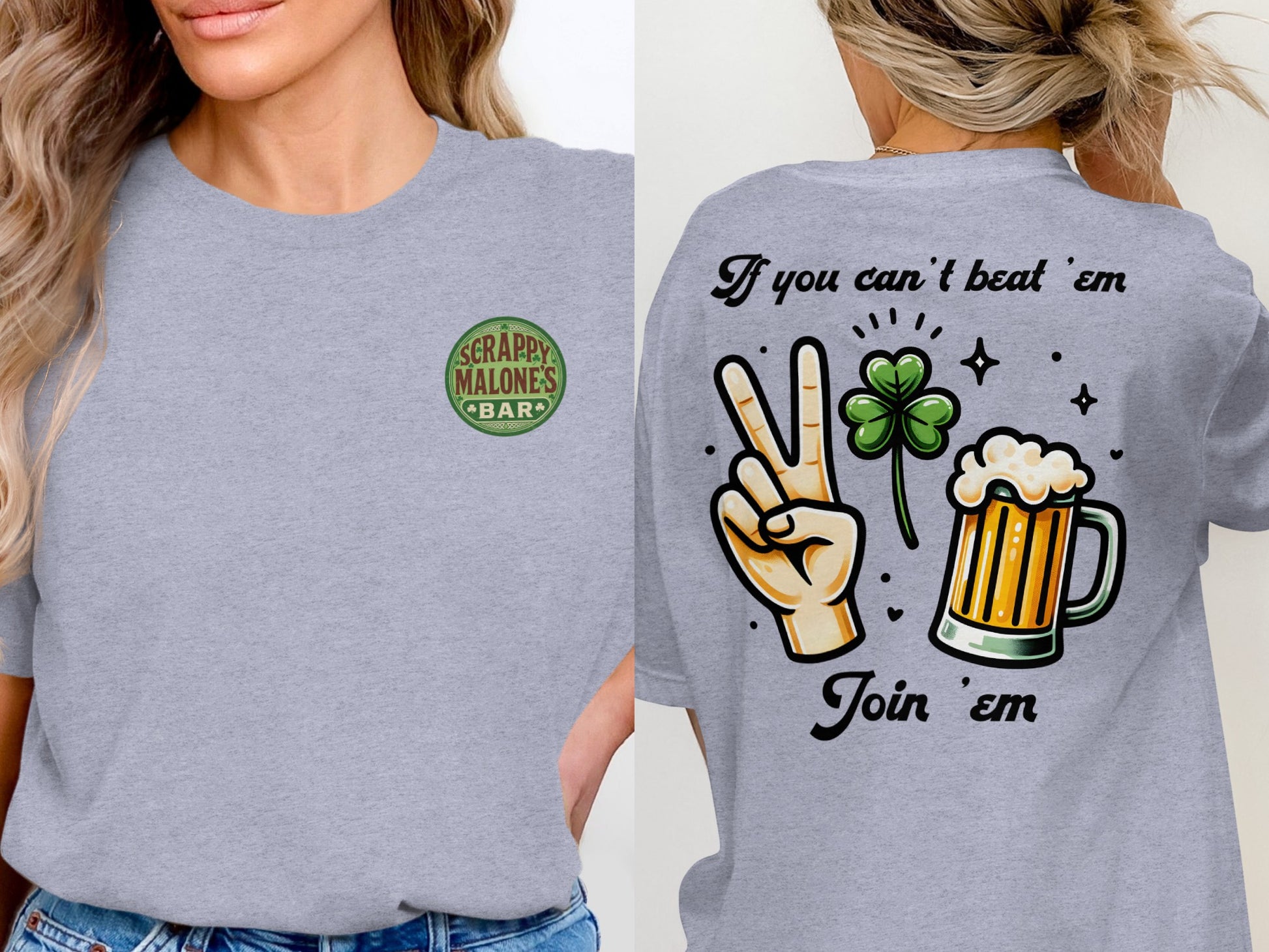 Scrappy Malone's Bar, St Patricks Day, Irish Bar, Shamrock, Retro Pub Sign, Custom Design T-Shirt - Scrappy Malone's Bar 100-Proof Humor - Cloud 16 Clothing Co.