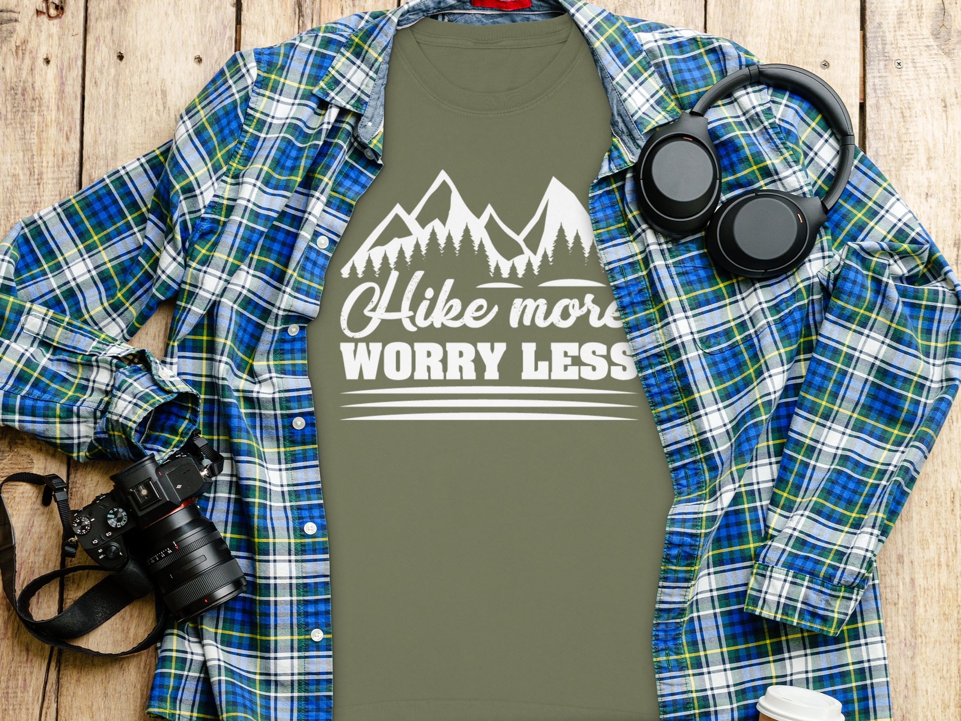 Hike More Worry Less Graphic Printed Shirt Product