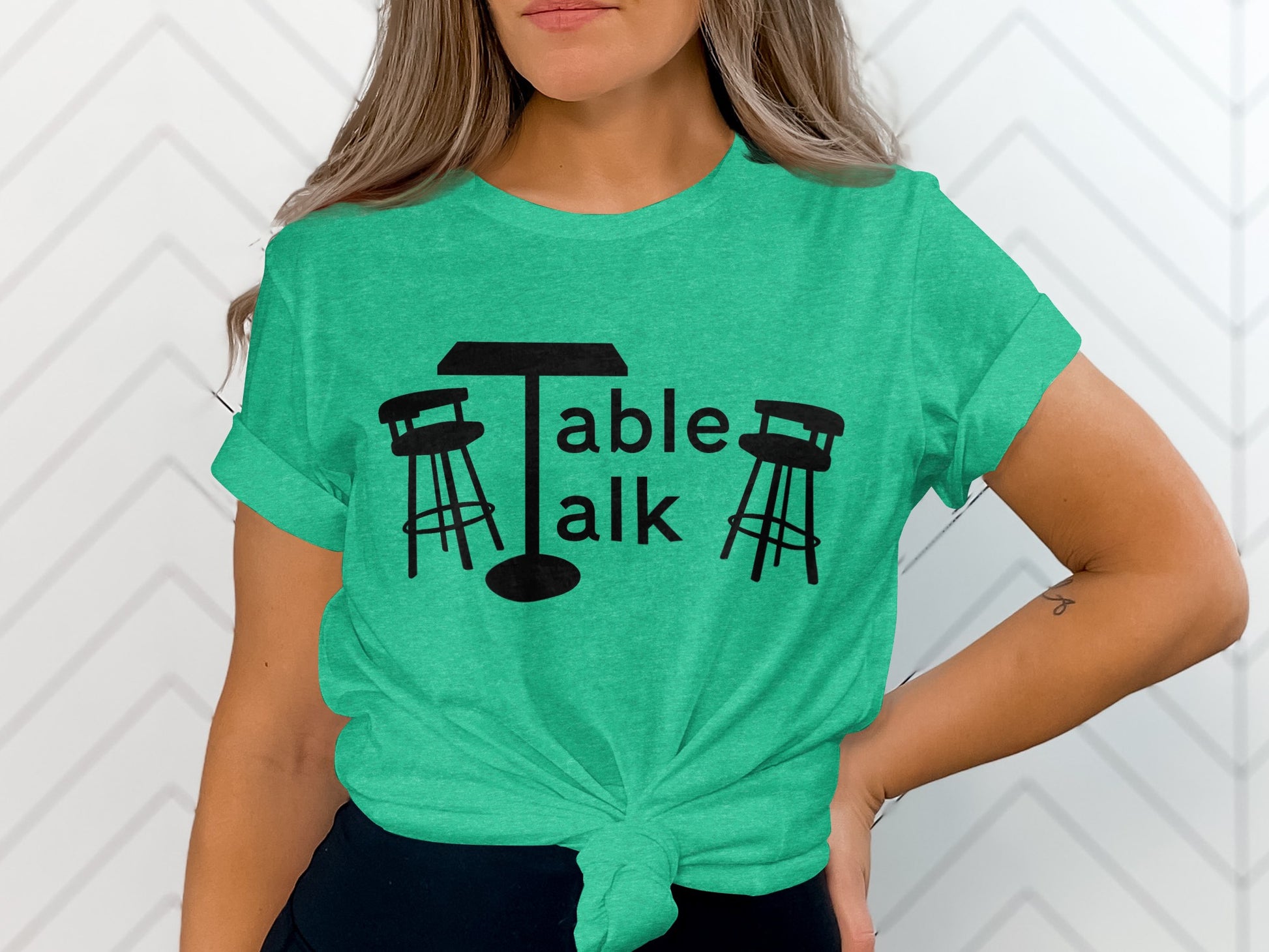 Stylish Green Table Talk Graphic T-Shirt for Casual Wear