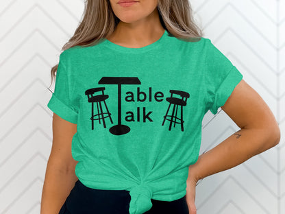 Stylish Green Table Talk Graphic T-Shirt for Casual Wear